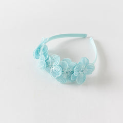 Dave&Bella Girls Summer Light Blue Sleeveless Lace Mesh Dress (hair band)