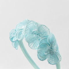 Dave&Bella Girls Summer Light Blue Sleeveless Lace Mesh Dress (hair band)