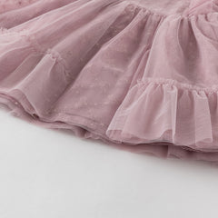 Dave&Bella Toddler Girls Summer Grey Purple Mesh Flutter Sleeve Dress (wallet bag)