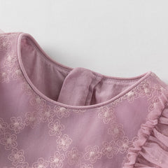 Dave&Bella Toddler Girls Summer Grey Purple Mesh Flutter Sleeve Dress (wallet bag)