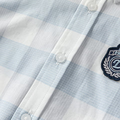 Dave&Bella Kids Boys Summer Blue Plaid College-style Shirt Short Sets