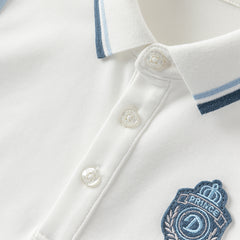 Dave&Bella Kids Boys Summer Leisure Blue Antimicrobial Coolness Polos Short Pant Sets