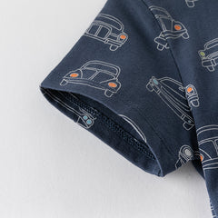 Dave&Bella Toddler Boys Summer Fashion Navy Blue Lightweight Cotton T-shirt Tops