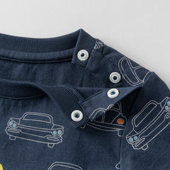 Dave&Bella Toddler Boys Summer Fashion Navy Blue Lightweight Cotton T-shirt Tops