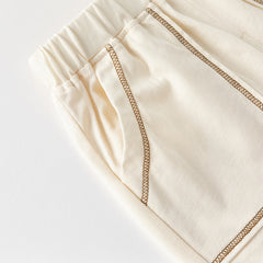 Dave&Bella Toddler Boys Summer Cotton Warm Apricot T-shirt Short Pant Sets