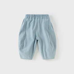 Dave&Bella Toddler Boys Summer Daily Denim Blue Versatile Loose Pants