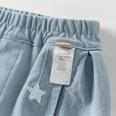 Dave&Bella Toddler Boys Summer Daily Denim Blue Versatile Loose Pants