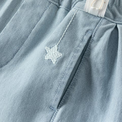 Dave&Bella Toddler Boys Summer Daily Denim Blue Versatile Loose Pants