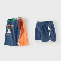 Dave&Bella Kids Boys Summer Outdoor Antimicrobial T-shirt Short Pant Sets