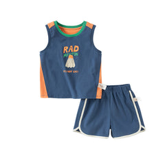 Dave&Bella Kids Boys Summer Outdoor Antimicrobial T-shirt Short Pant Sets