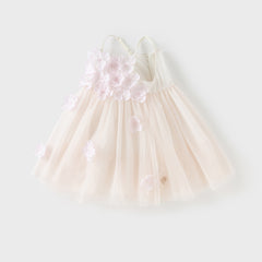 Dave&Bella Girls Summer Pink Mesh Flower Halter Dress