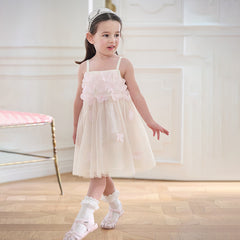 Dave&Bella Girls Summer Pink Mesh Flower Halter Dress