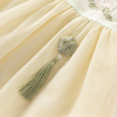 Dave&Bella Kids Girls Summer Classic Lotus Embroidered Chinese-style Mesh Dress