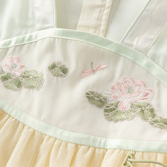 Dave&Bella Kids Girls Summer Classic Lotus Embroidered Chinese-style Mesh Dress