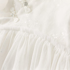 Dave&Bella Toddler Girls Summer Adorable Beige Chinese-style A-line Mesh Dress