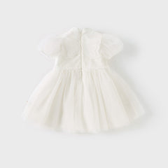 Dave&Bella Toddler Girls Summer Adorable Beige Chinese-style A-line Mesh Dress