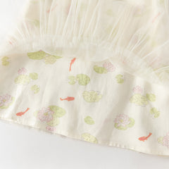 Dave&Bella Toddler Girls Summer Green Floral Print Chinese-style Casual Party Mesh Dress