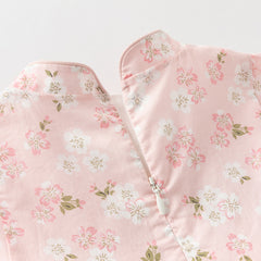 Dave&Bella Toddler Girls Summer Sweet Pink Chinese-style Floral A-line Party Mesh Dress