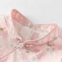 Dave&Bella Toddler Girls Summer Sweet Pink Chinese-style Floral A-line Party Mesh Dress