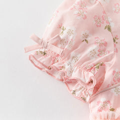 Dave&Bella Toddler Girls Summer Sweet Pink Chinese-style Floral A-line Party Mesh Dress