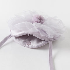 Dave&Bella Kids Girls Summer Pretty Sleeveless Grey Purple Flower Mesh Dress (wallet bag)