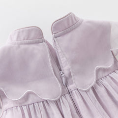 Dave&Bella Kids Girls Summer Pretty Sleeveless Grey Purple Flower Mesh Dress (wallet bag)