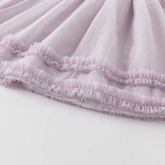 Dave&Bella Kids Girls Summer Pretty Sleeveless Grey Purple Flower Mesh Dress (wallet bag)