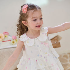 Dave&Bella Girls Summer Cotton Colored Dots Sleeveless Dress