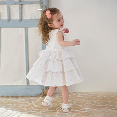 Dave&Bella Girls Summer Cotton Colored Dots Sleeveless Dress