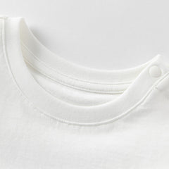 Dave&Bella Toddler Girls Summer Cute White Flower Print Breathable Cotton T-shirt Tops