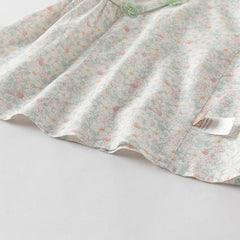 Dave&Bella Kids Girls Summer Green Floral Print Classic Chinese-style T-shirt Pant Sets