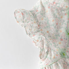 Dave&Bella Kids Girls Summer Green Floral Print Classic Chinese-style T-shirt Pant Sets