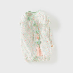 Dave&Bella Baby Girls Summer Green Print Chinese-style Soft Rompers