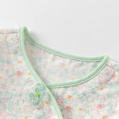 Dave&Bella Baby Girls Summer Green Print Chinese-style Soft Rompers