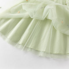 Dave&Bella Toddler Girls Summer Green Mesh Elegance Princess Dress (wallet bag)