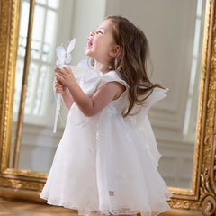 Dave&Bella Girls Summer Fantasy Mesh White Dress