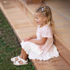 Dave&Bella Girls Summer Leisure Pink Classic Outdoor A-line Dress(wallet bag)