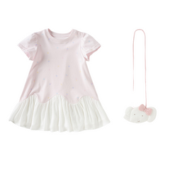 Dave&Bella Girls Summer Leisure Pink Classic Outdoor A-line Dress(wallet bag)