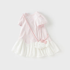 Dave&Bella Girls Summer Leisure Pink Classic Outdoor A-line Dress(wallet bag)