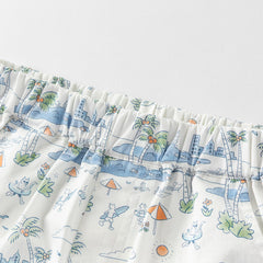 Dave&Bella Toddler Boys Summer Cotton Light Blue T-shirt Short Pant Sets