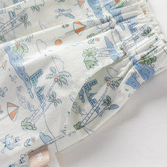 Dave&Bella Toddler Boys Summer Cotton Light Blue T-shirt Short Pant Sets