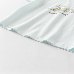 Dave&Bella Toddler Boys Summer Cotton Light Blue T-shirt Short Pant Sets