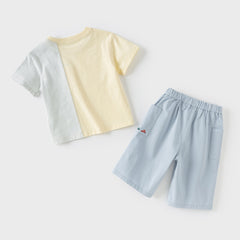 Dave&Bella Toddler Boys Summer Casual Yellow Comfortable T-shirt Pant Outfit Sets