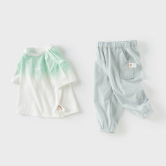 Dave&Bella Toddler Boys Summer Casual Green T-shirt Pant Sets