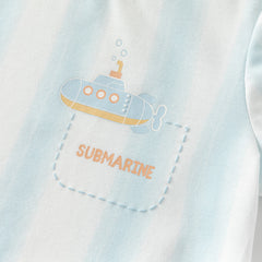 Dave&Bella Toddler Boys Summer Blue White Striped T-Shirt Short Sets