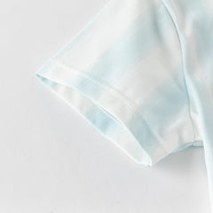 Dave&Bella Toddler Boys Summer Blue White Striped T-Shirt Short Sets