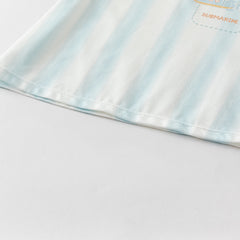 Dave&Bella Toddler Boys Summer Blue White Striped T-Shirt Short Sets