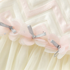 Dave&Bella Girls Summer Yellow Sleeveless Mesh Sweetheart Vest Dress