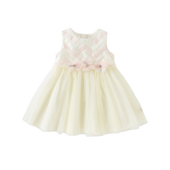 Dave&Bella Girls Summer Yellow Sleeveless Mesh Sweetheart Vest Dress