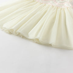 Dave&Bella Girls Summer Yellow Sleeveless Mesh Sweetheart Vest Dress